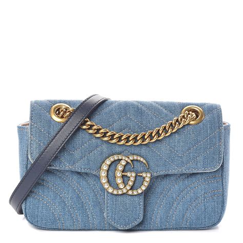 gucci small light blue bag|gucci blue denim bag.